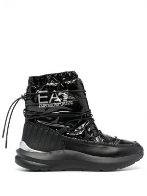 Prošivene čizme za snijeg s printom Ea7 Emporio Armani crna