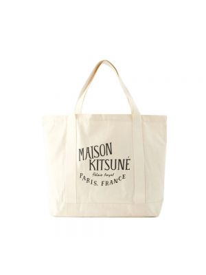 Shopperka z nadrukiem Maison Kitsune beżowa