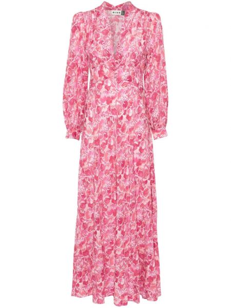 Права рокля с принт с абстрактен десен Rixo розово