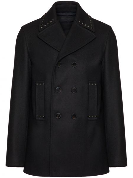 Μάλλινο παλτό Valentino Garavani μαύρο