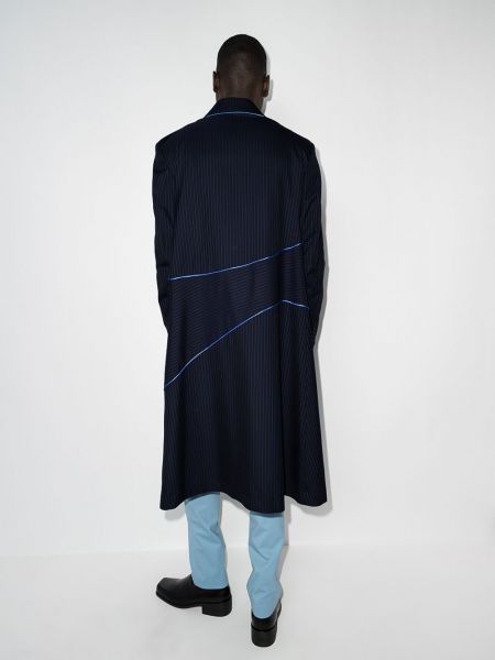 Pruhovaný vlněný kabát Sulvam modrý