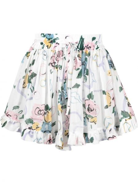 Pantalones cortos de flores con estampado bootcut Alessandra Rich blanco