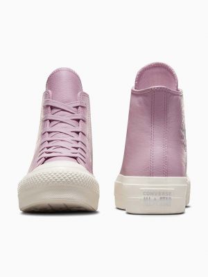 Pantofi din piele cu stele Converse violet