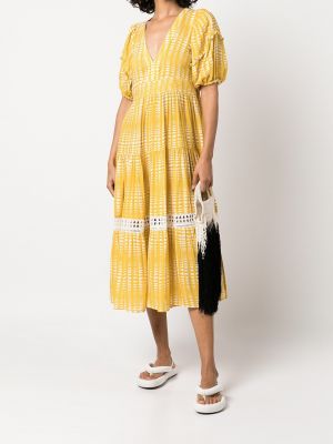 Raštuotas suknele su abstrakčiu raštu Lemlem geltona