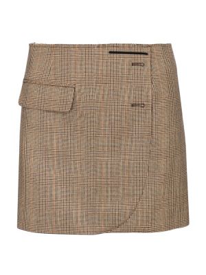 Mini falda de lana a cuadros Vetements marrón