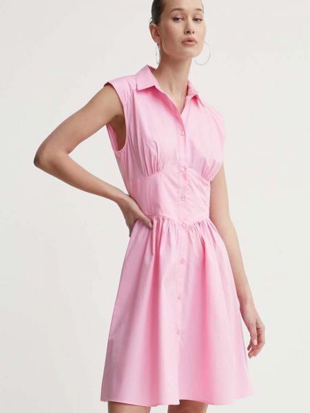 Sukienka mini bawełniana Hugo różowa