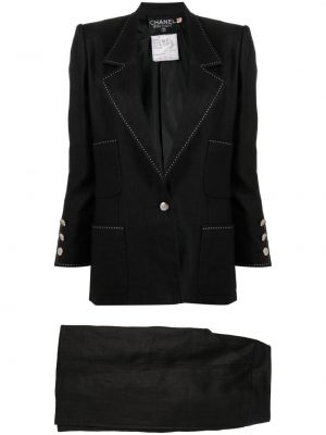 Laneni odijelo Chanel Pre-owned crna