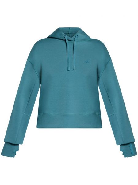 Pamučna hoodie s kapuljačom s aplikacijama Lacoste plava