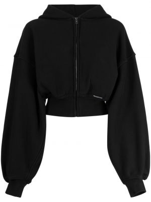 Pamučna hoodie s kapuljačom s patentnim zatvaračem Alexander Wang crna