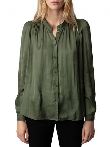 Атласная блузка Zadig & Voltaire зеленая