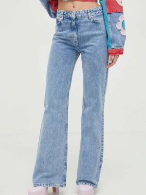 Jeansy dzwony z wysoką talią Moschino Jeans niebieskie