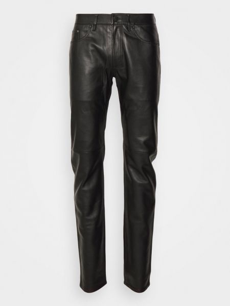 Spodnie klasyczne skórzane Karl Lagerfeld czarne