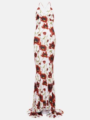 Květinové dlouhé šaty Norma Kamali bílé