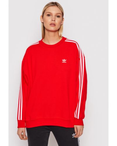 Bluza oversize Adidas, czerwony