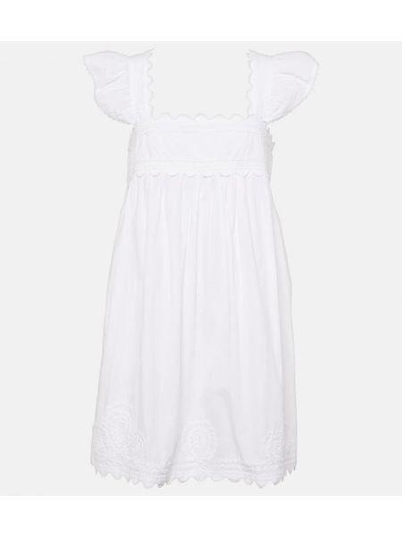 Mini robe brodé en coton Juliet Dunn blanc