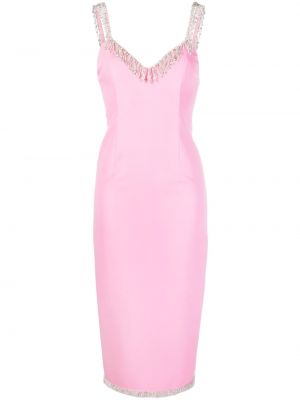 Прилепнала коктейлна рокля с кристали Nissa розово
