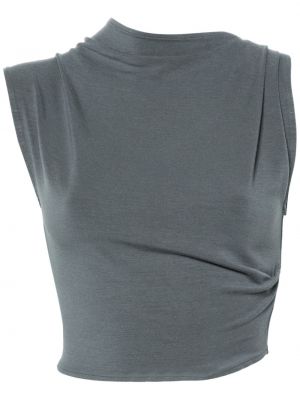 Asymetrický crop top jersey Jade Cropper šedý