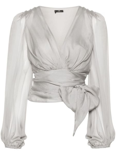 Копринена блуза Elisabetta Franchi сиво