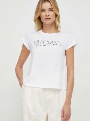 Koszulka bawełniana Pepe Jeans biała