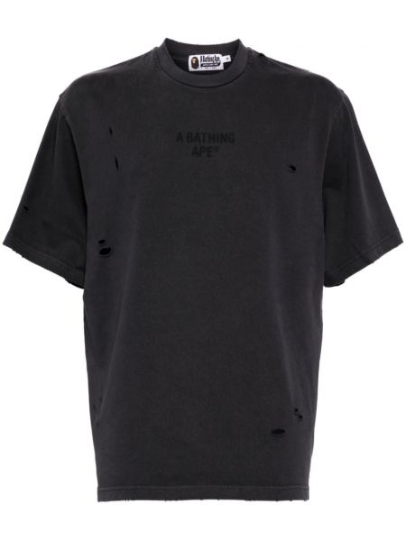 Βαμβακερή μπλούζα με φθαρμένο εφέ με σχέδιο A Bathing Ape® μαύρο