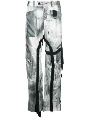 Spodnie cargo w abstrakcyjne wzory Louisa Ballou srebrne