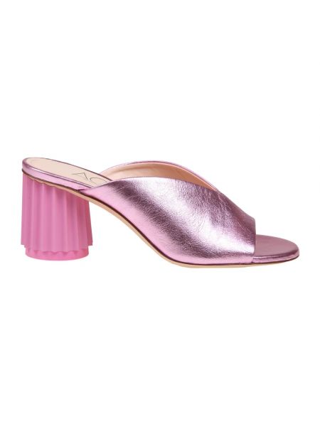 Leder sandale mit v-ausschnitt Agl pink