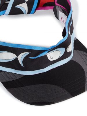 Jedwabna czapka z nadrukiem w abstrakcyjne wzory Pucci czarna