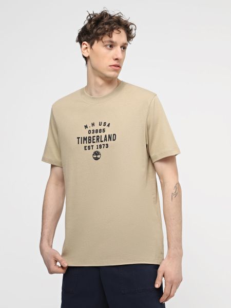 Хлопковая футболка из лиоцела Timberland бежевая