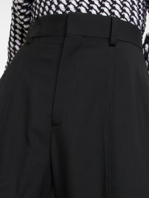 Μάλλινο παντελόνι με ψηλή μέση σε φαρδιά γραμμή Bottega Veneta μαύρο