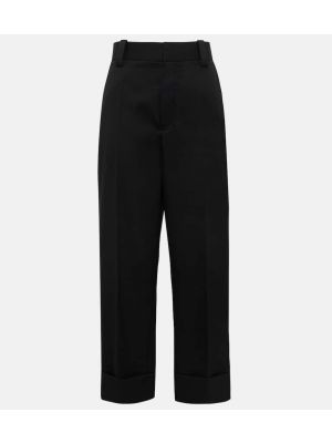 Vlněné rovné kalhoty relaxed fit Bottega Veneta černé