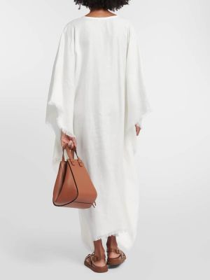 Λινή μίντι φόρεμα Loro Piana λευκό
