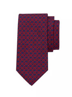 Шелковый галстук с принтом Ferragamo красный