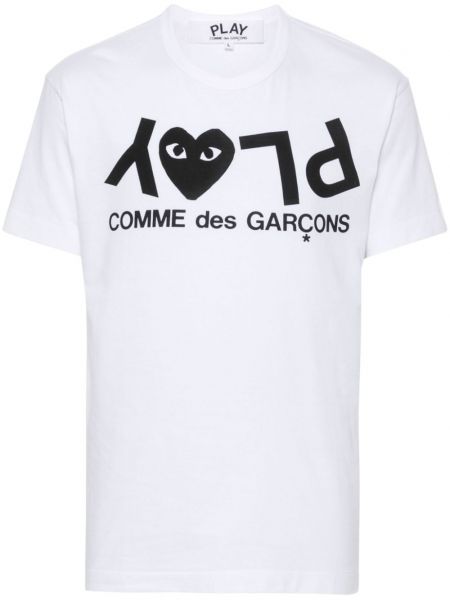 Bombažna majica s potiskom Comme Des Garçons Play bela