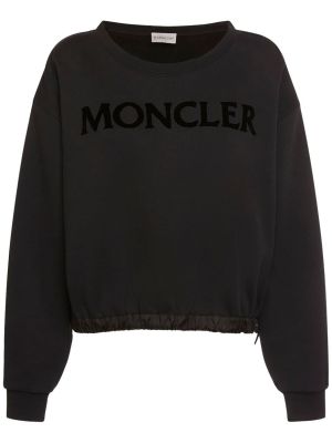 Medvilninis džemperis be gobtuvo Moncler juoda