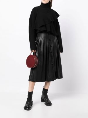 Plisované kožená sukně Altuzarra černé