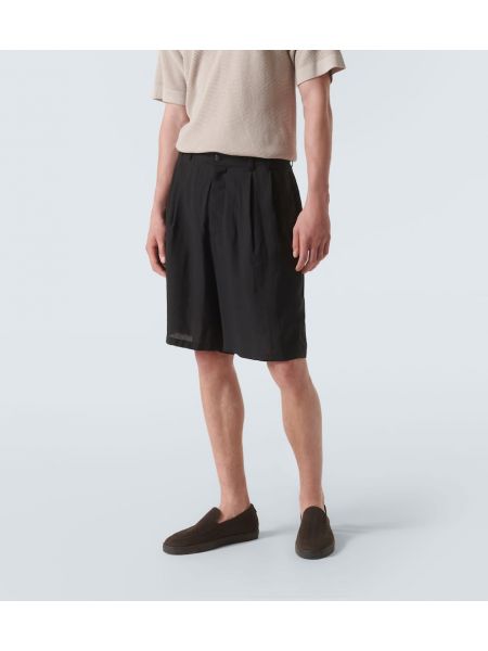 Plisirane bermuda kratke hlače Giorgio Armani crna