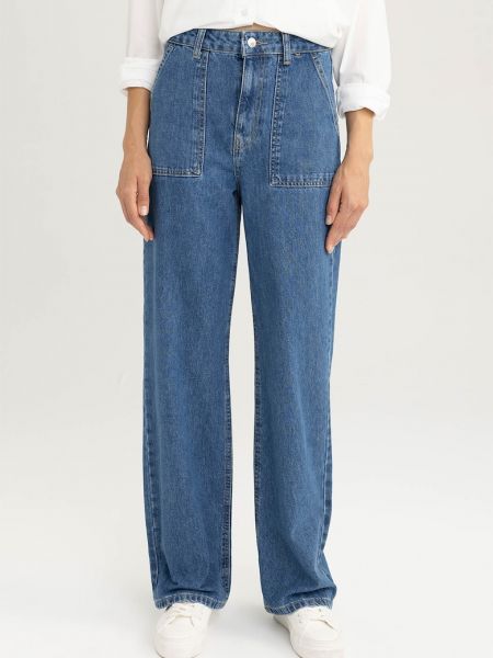 Прямые джинсы с высокой талией Defacto синие