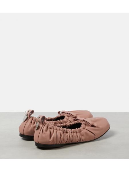 Bőr masnis balerina cipők Acne Studios rózsaszín