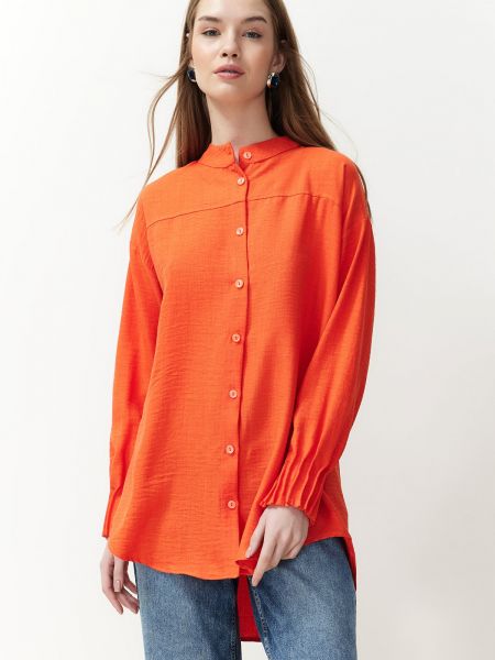 Lininė marškiniai Trendyol oranžinė