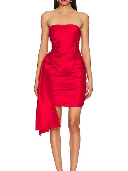 Mini vestido con lazo Bardot rojo
