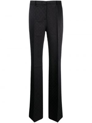 Pantaloni din satin cu model floral din jacard Etro negru
