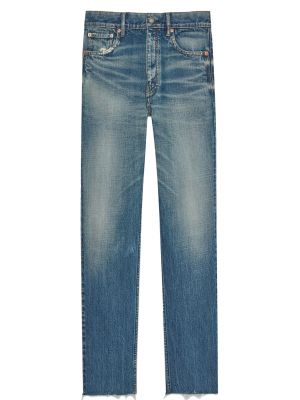 Синие прямые джинсы Saint Laurent