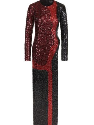 Красное длинное платье с пайетками Tom Ford