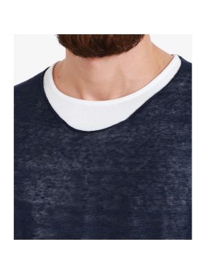 Jersey de lino de tela jersey de cuello redondo Daniele Fiesoli azul