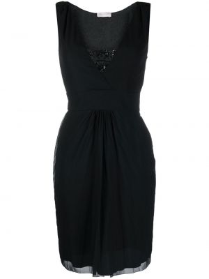 Hedvábné přiléhavé krajkové šaty s flitry Valentino Pre-owned - černá