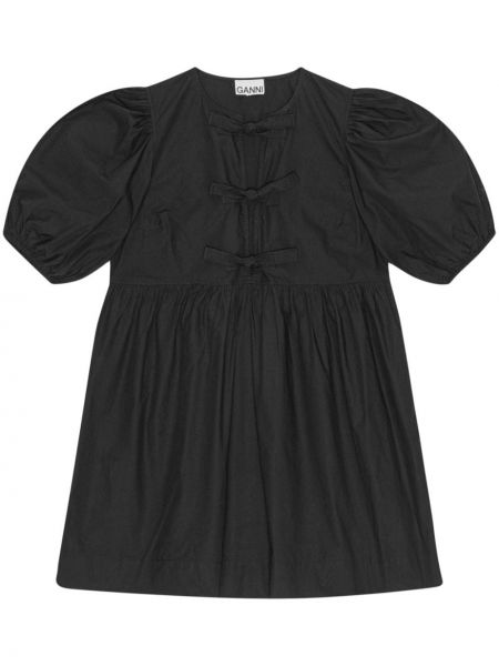 Bombažna mini obleka Ganni črna