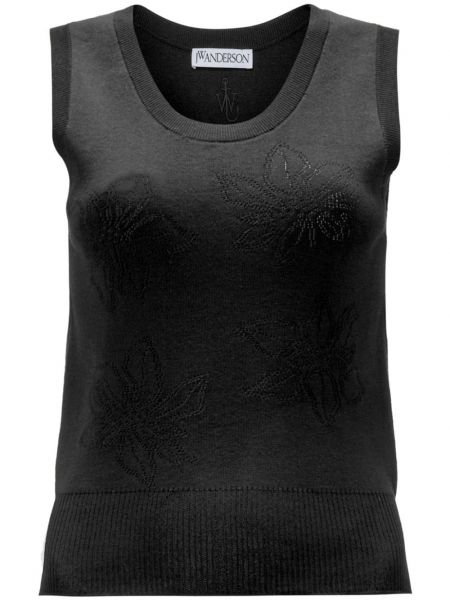 Strikket blomstret tanktop Jw Anderson sort