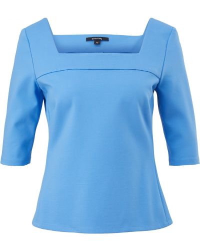 Jednofarebné viskózové priliehavé tričko Comma - modrá