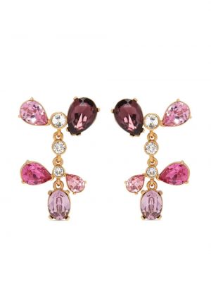 Boucles d'oreilles à boucle en cristal Oscar De La Renta rose