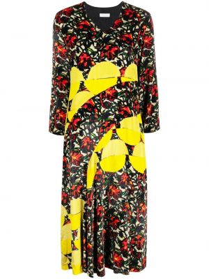 Midi obleka s potiskom z abstraktnimi vzorci Dries Van Noten Pre-owned rumena